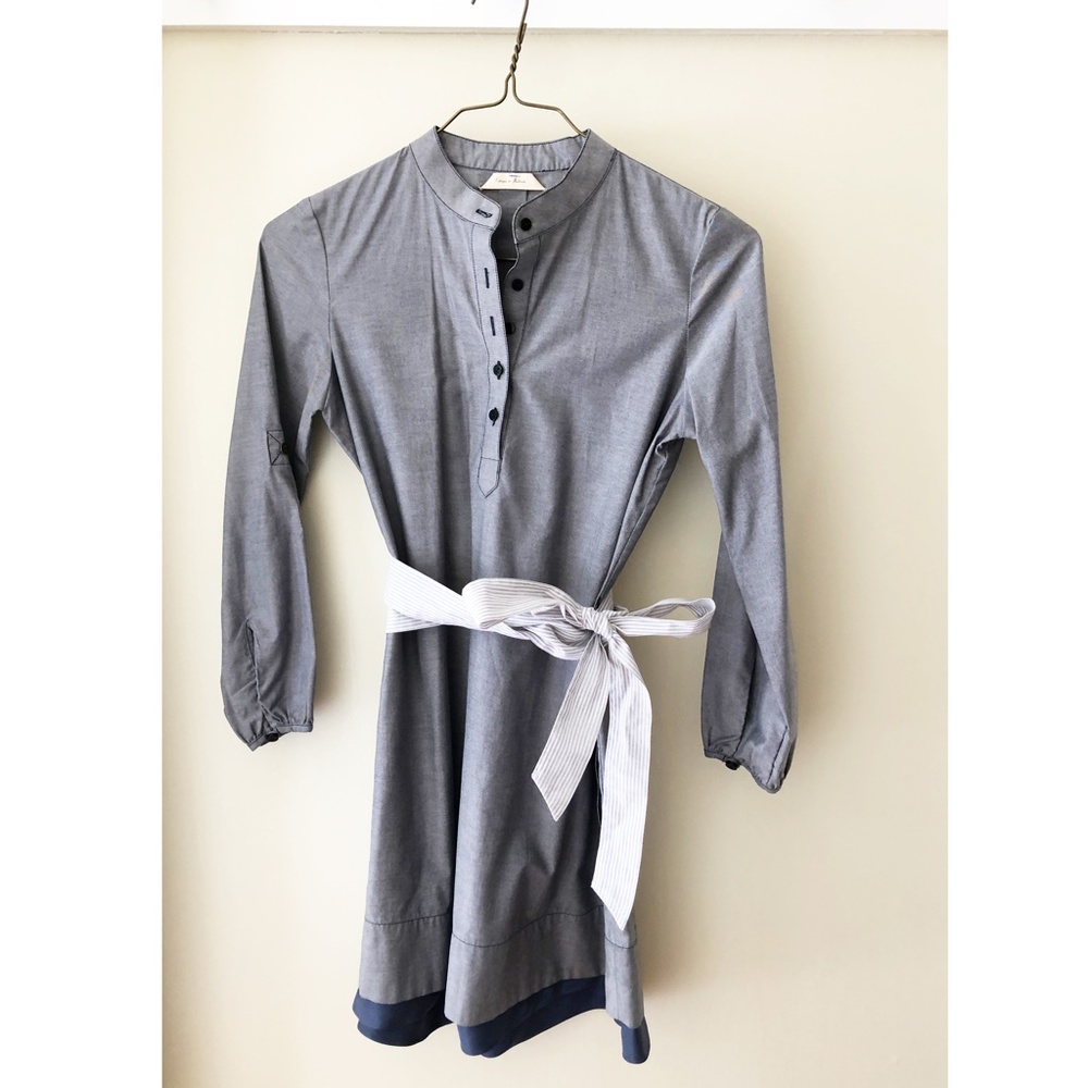 Anthropologie Light Gray Chambray Shirt Dress XXS